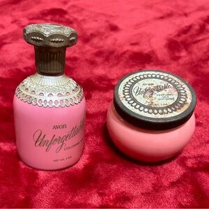 Avon Vintage Unforgettable perfume and lotion bottles